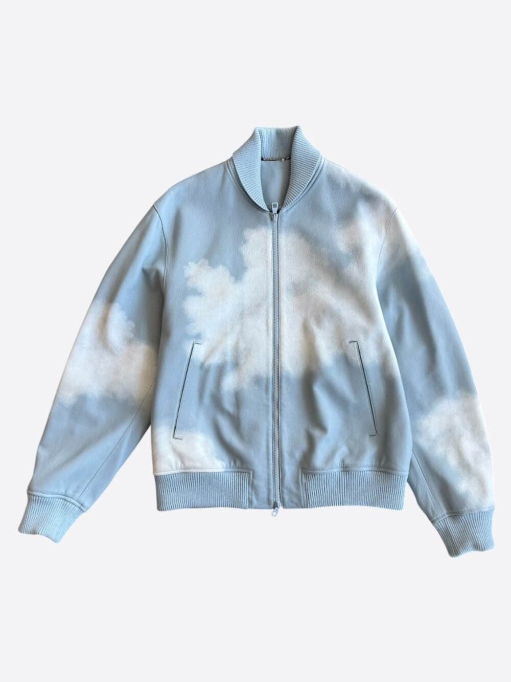 Louis Vuitton Blue & White Cloud Logo Leather Jacket